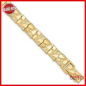Solid 10k Gold Nugget Bracelet 8 Inch Mens Jewelry
